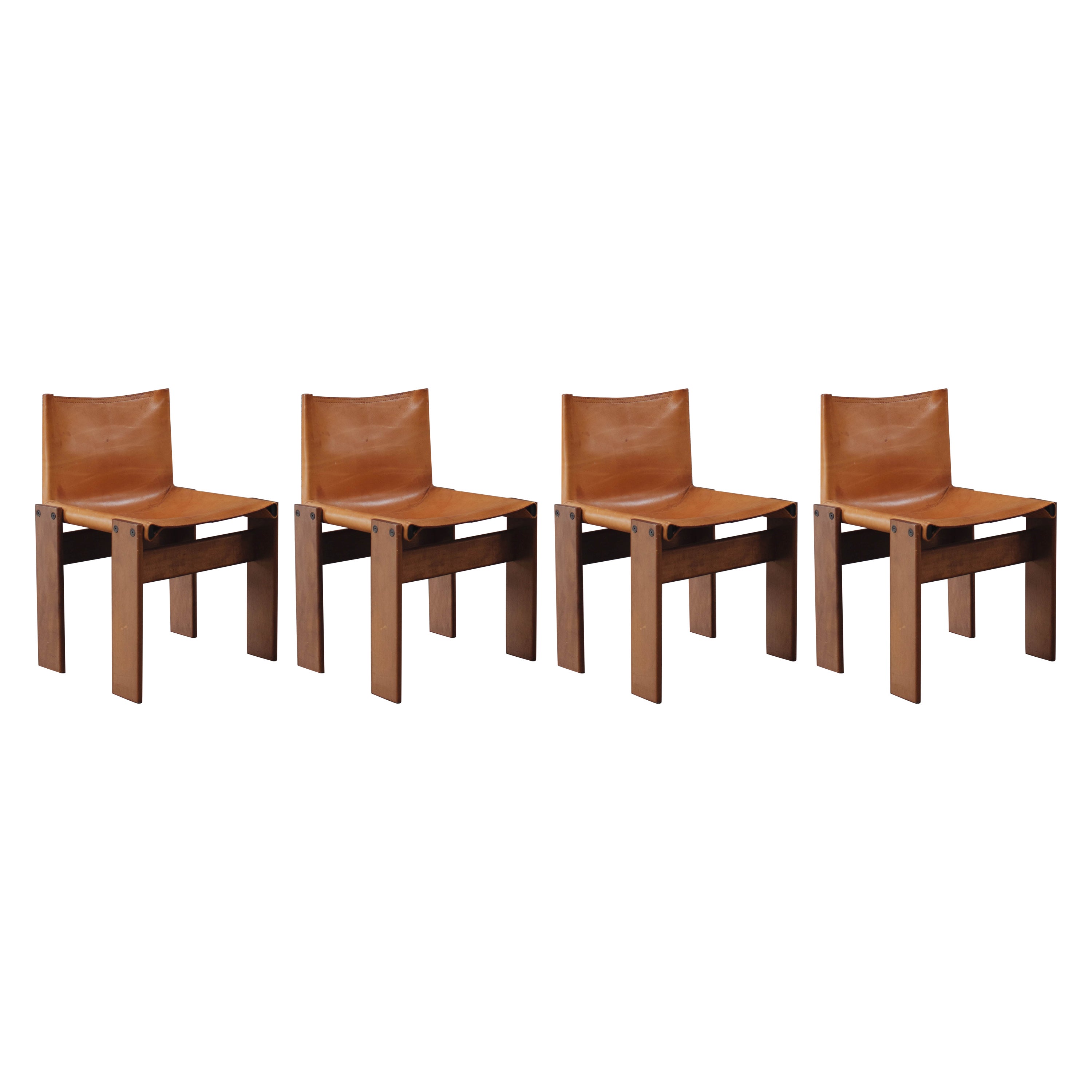 Afra & Tobia Scarpa "Monk" Dining Chairs for Molteni, 1974, Set of 4