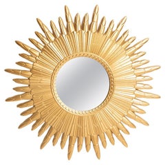 20th Century, Modern Gold Italian Big Sunburst Mirror, Giltwood, 1960s