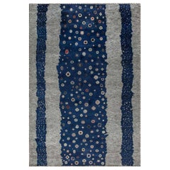 Contemporary Flen Swedish Inspired Blue, Gray Wool Pile by Doris Leslie Blau