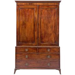 Antique Hepplewhite Period Mahogany Linen Press, Stamped Gillow