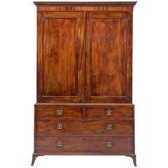 Hepplewhite Period Mahogany Linen Press, Stamped Gillow