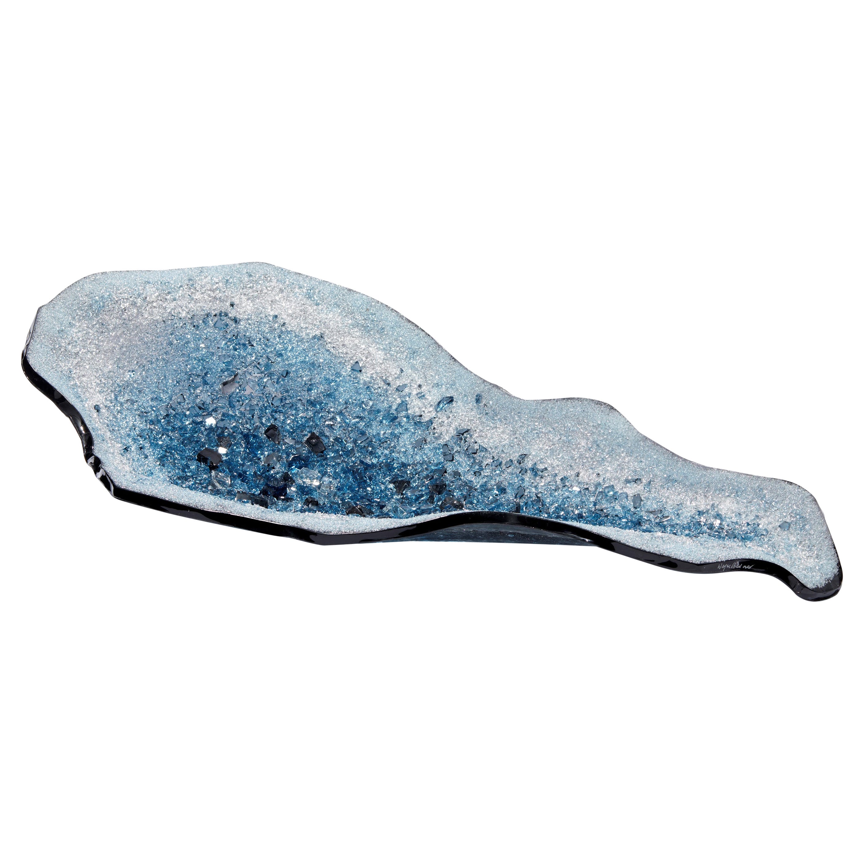 Celestine VIII, eine Glasskulptur mit blauem und türkisfarbenem Geode-Thema von Wayne Charmer