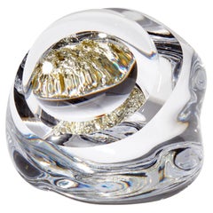 Erratic B with 12ct White Gold, a Glacier Rock Glass Sculpture by Anthony Scala