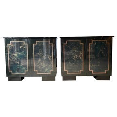 Pair of Black Lacquered Cabinets