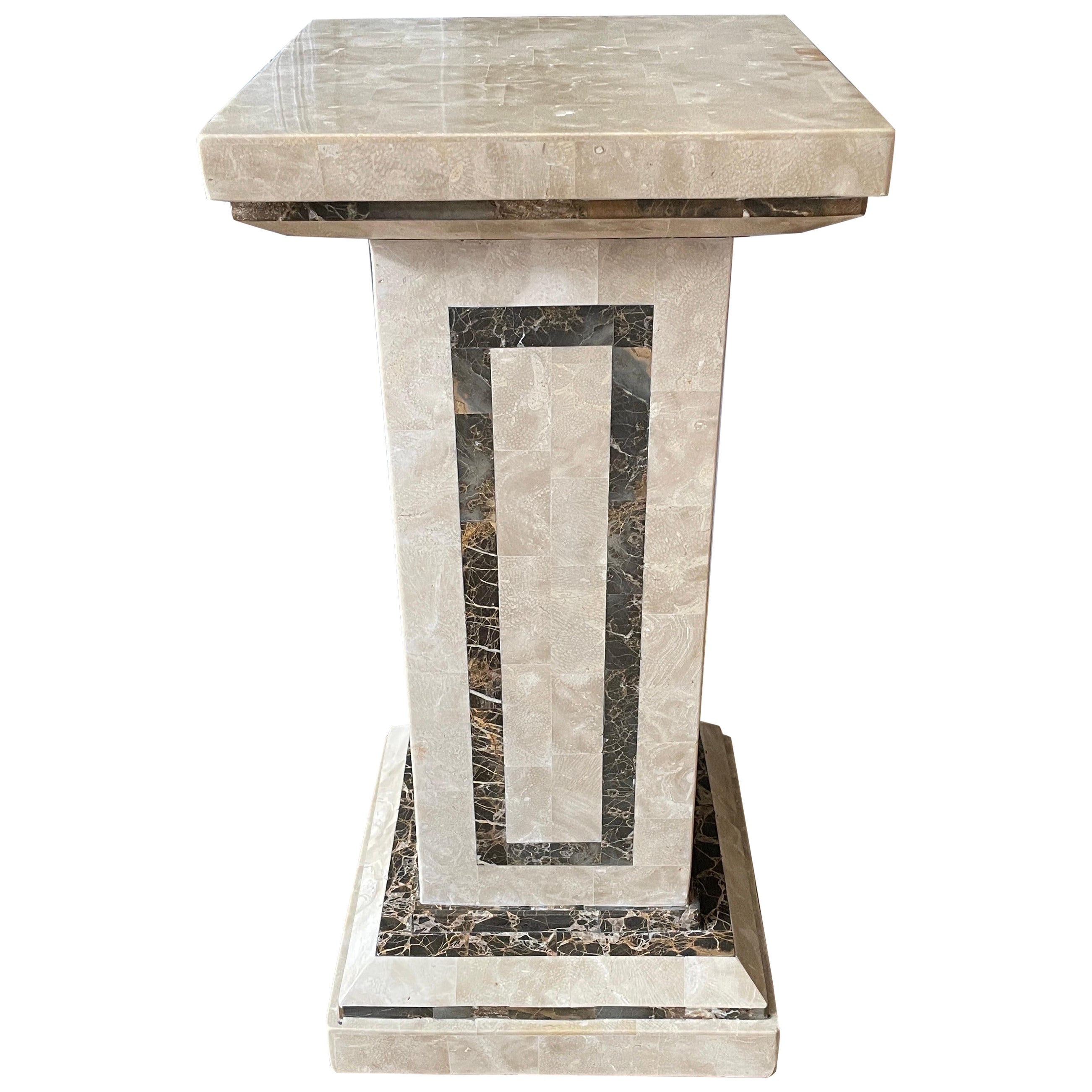 Tessellated Marble Pedestal by Maitland Smith For Sale