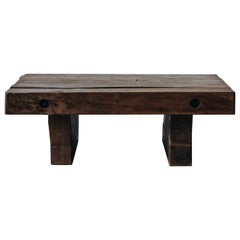 Vintage Solid Oak Coffee Table from France, circa 1970