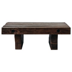 Retro Solid Oak Coffee Table from France, circa 1970