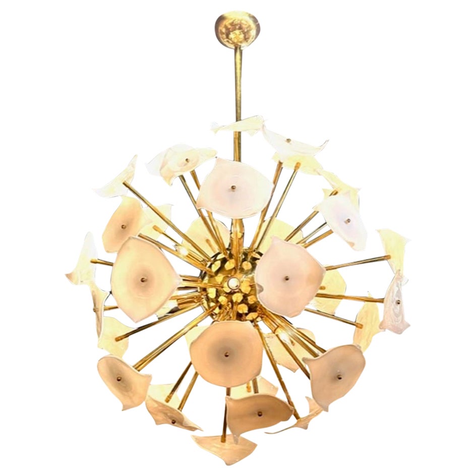 Murano Glass and Brass Sputnik Chandelier For Sale