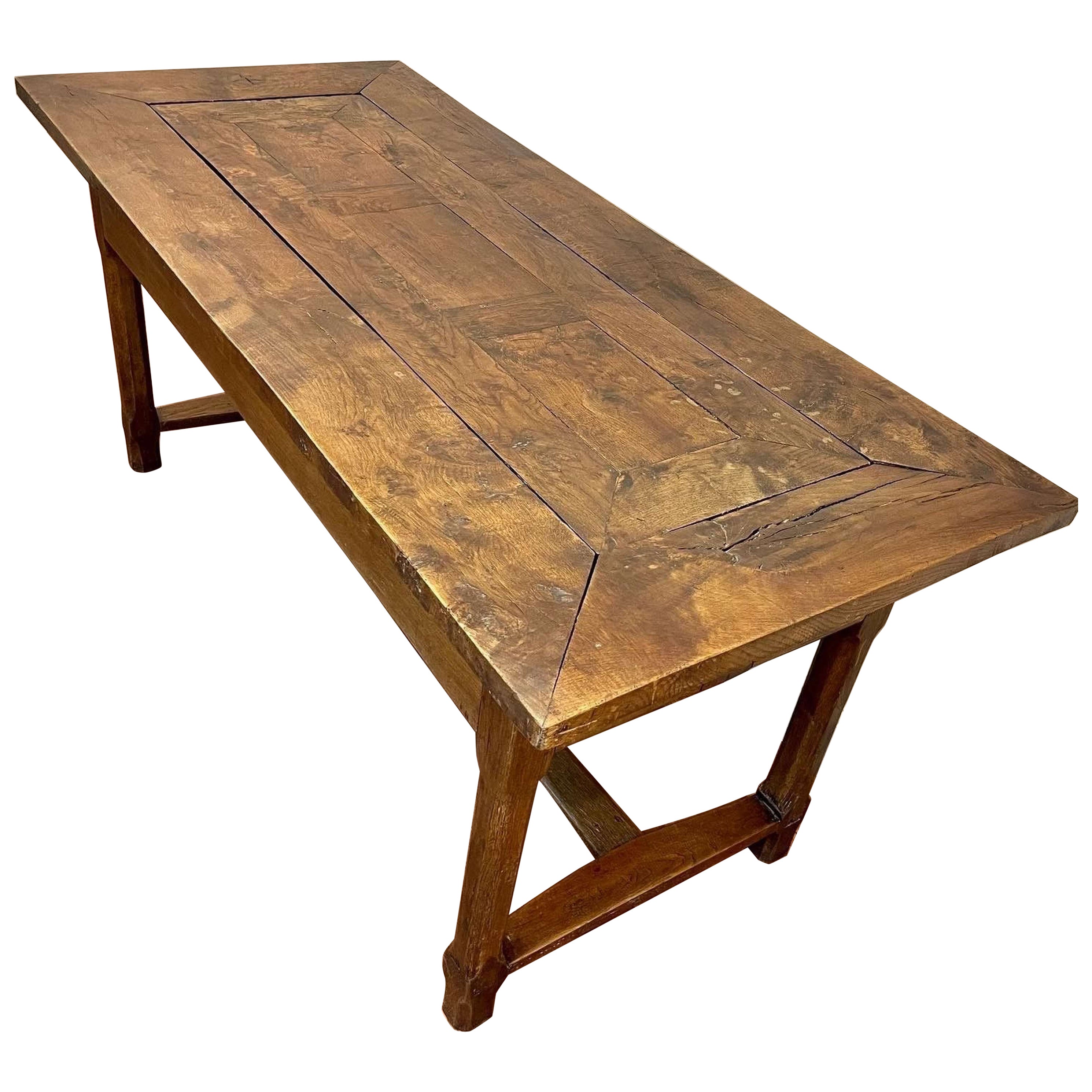19c French Solid Oak Bakers Table
