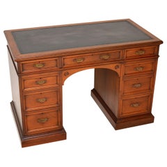 Antique Victorian Walnut Pedestal Desk by Howard & Sons