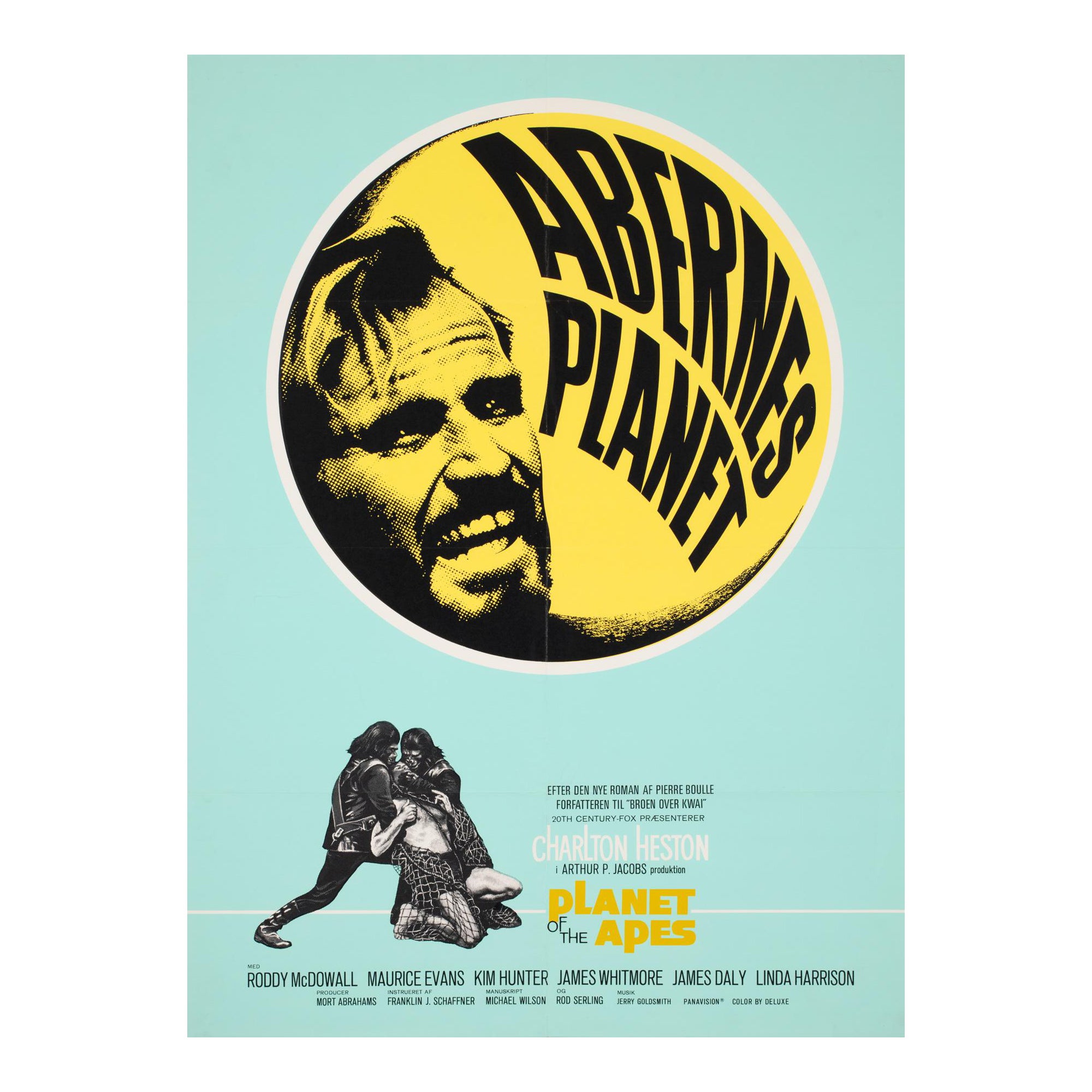 Planet of the Apes 1968 Danish Film Movie Poster  For Sale