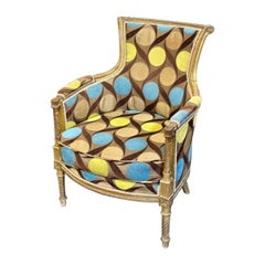 French Louis XVI Style Armchair with Modern Upolstery