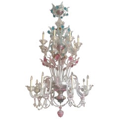 Antique Multicolor Murano Chandelier with 16 Lights