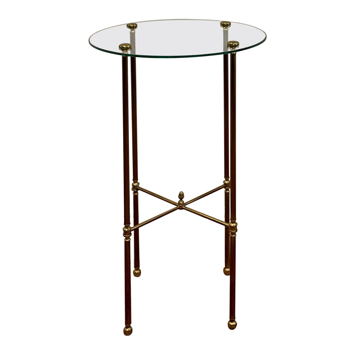 Midcentury, Glass and Brass Round Side/ Lamp Table Maison Jenson Maison Bagues 