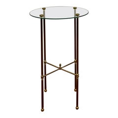 Midcentury, Glass and Brass Round Side/ Lamp Table Maison Jenson Maison Bagues