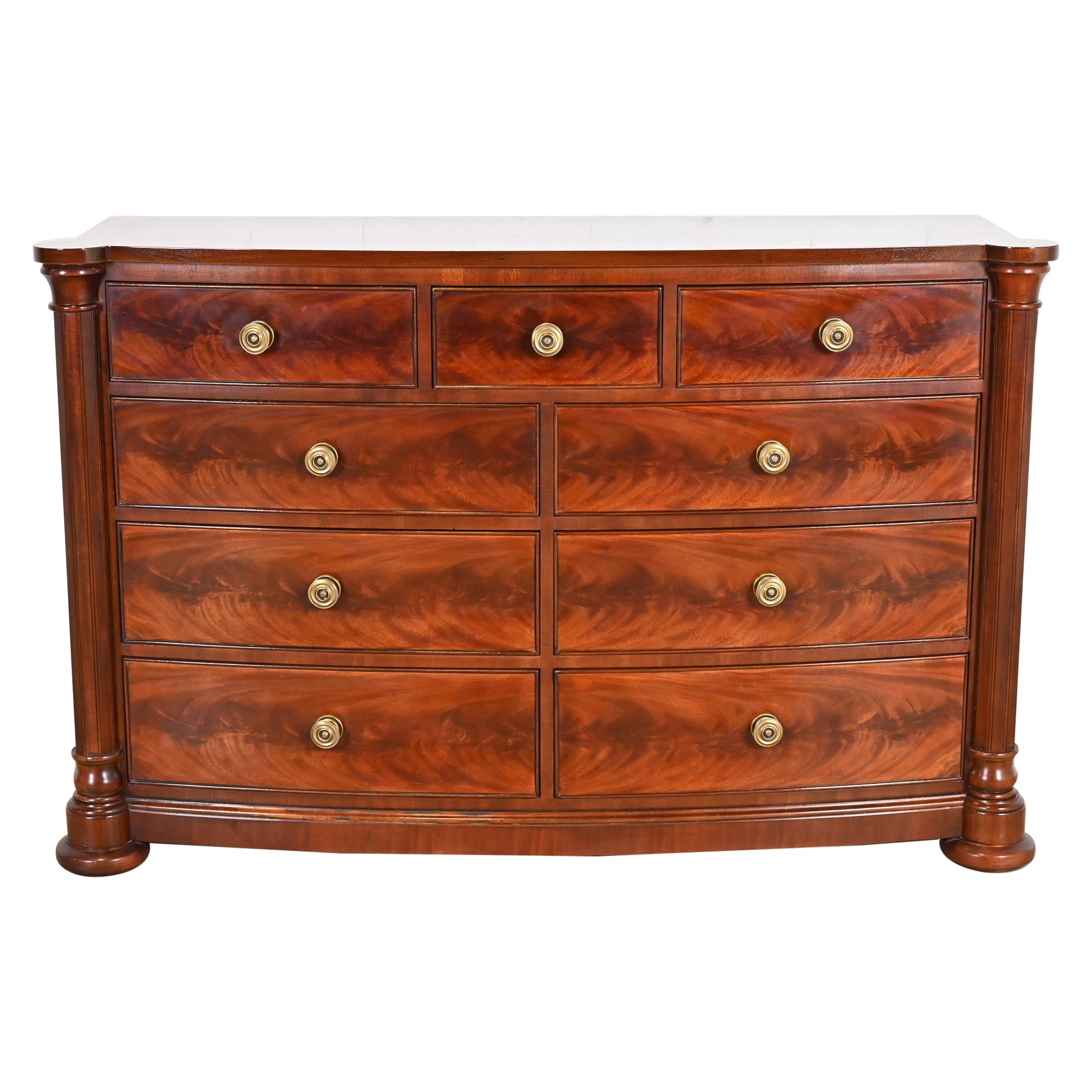 Henredon Empire Flame Mahogany Bow Front Chest of Drawers