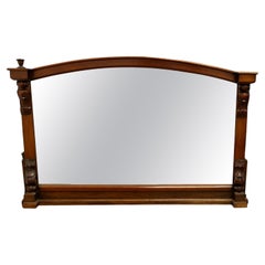 Antique Superb Large Carved Walnut Overmantel Mirror, This Is a Striking Piece 