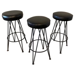 Vintage Mid-Century Modern Wrought Iron Hairpin Bar Stools