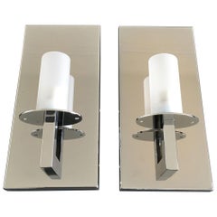 Italy Contemporary Design Pair Chrome Wall Lights
