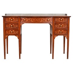 French Regency Louis XVI Mahogany Inlaid Marquetry Vanity by Johnson Furniture