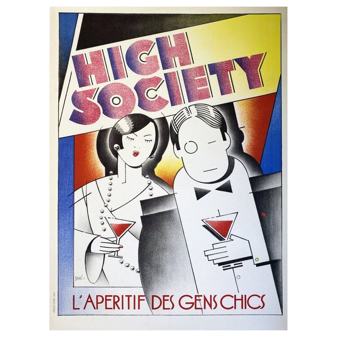 Affiche vintage d'origine de la haute société, 1928 en vente