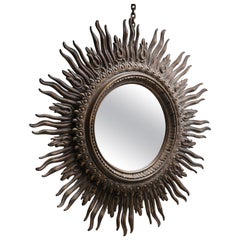 Gilt Sunburst Mirror, France, circa 1950