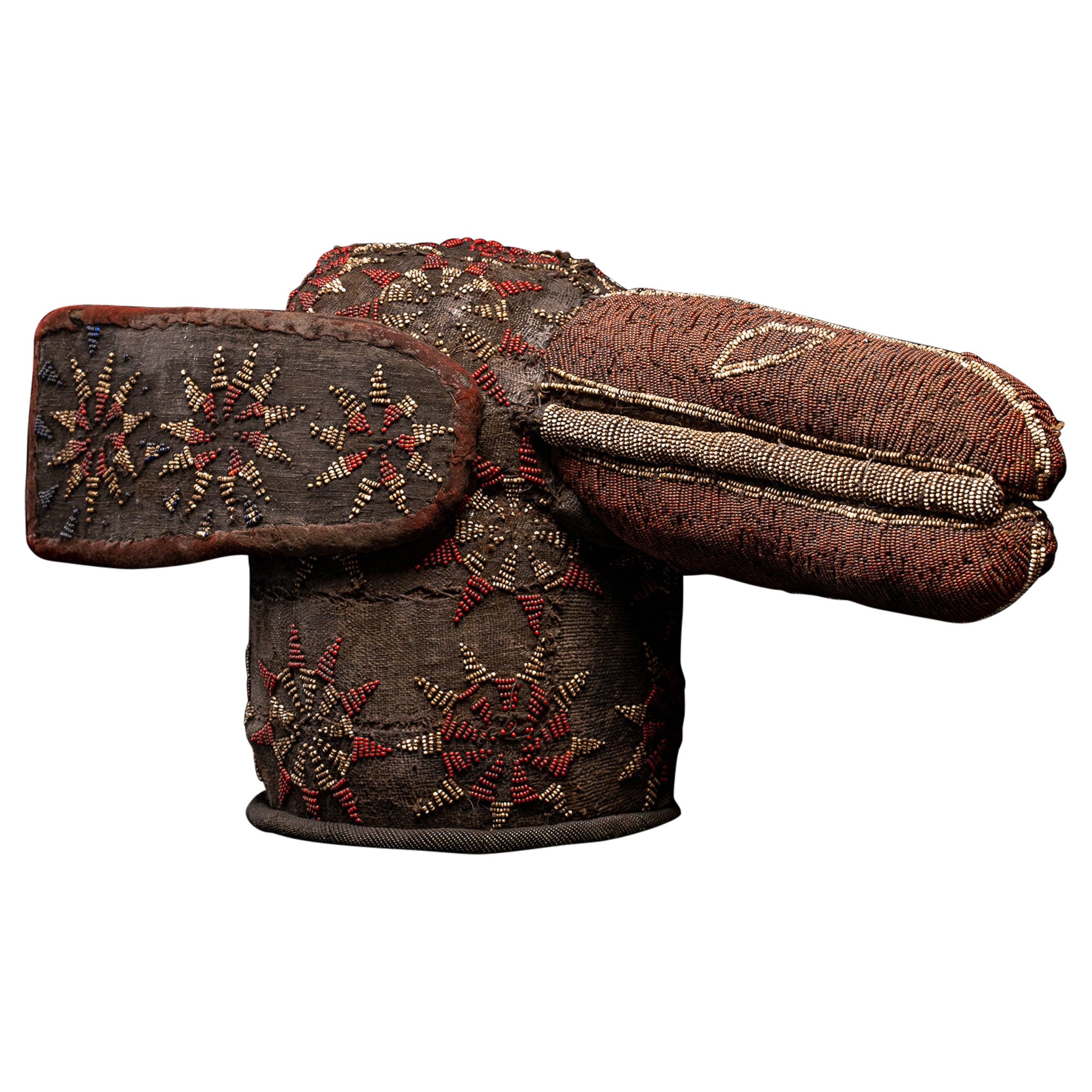 Escudo de Danza Decorativo Bamileke, bordado con Cuentas de Cristal Europeas