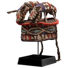Escudo de Danza Decorativo Bamileke, bordado con Cuentas de Cristal Europeas