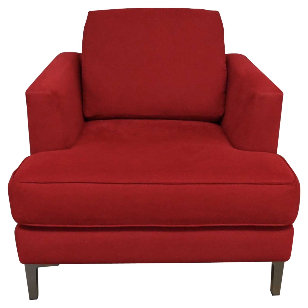 Modern Carter Club Chair Attr Zen Collection Bright Red with Polished Steel Legs For Sale