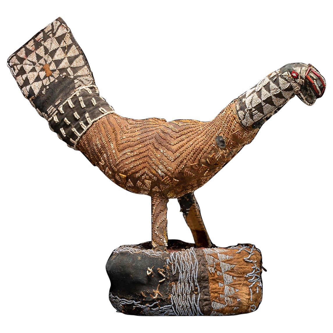 Escudo de Danza Decorativo Bamileke, bordado con Cuentas de Cristal Europeas