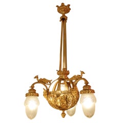 Beautiful three arm pendant chandelier with bulb covers  