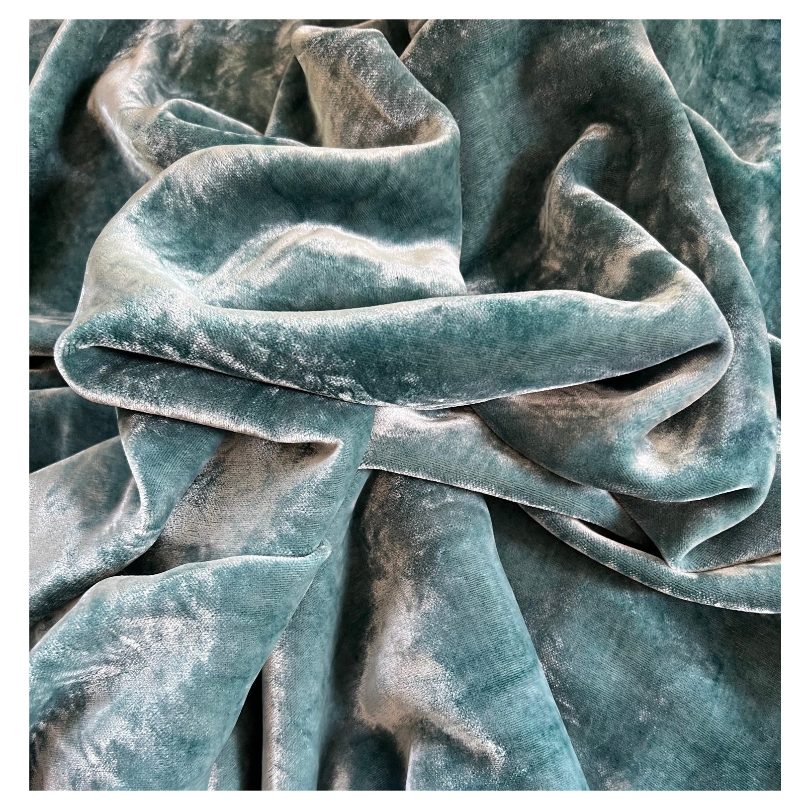 Soft and Tactile Hand Dyed Fortuny Silk Velvet in Teal - 2.25 yards For Sale