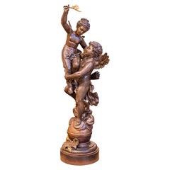 Belle et grande statuette en bronze du 19ème siècle d'Ernest Rancoulet, intitulée Triumphator