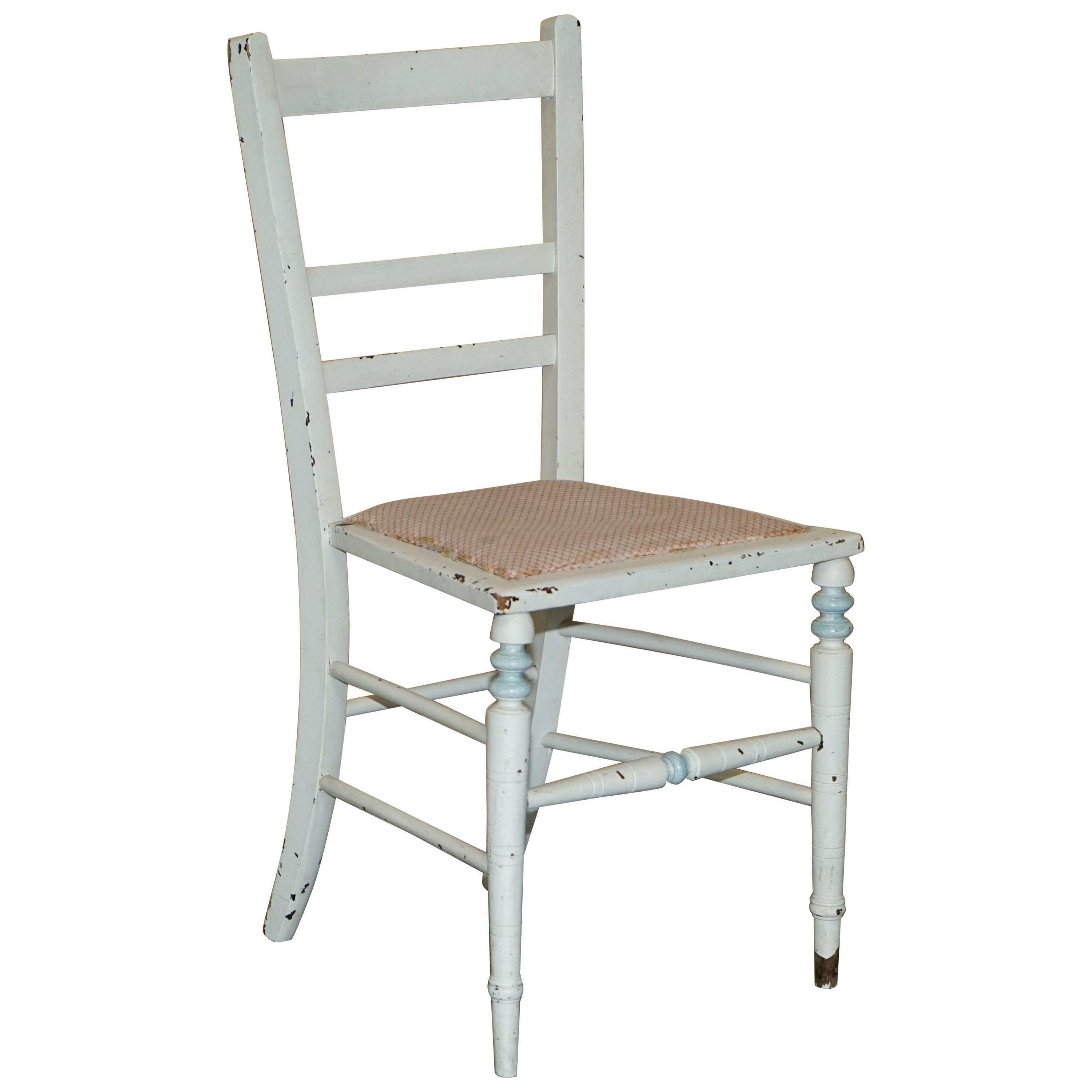 Antique French Original Paint Side Chair in Nicely Distressed Order Throughout For Sale