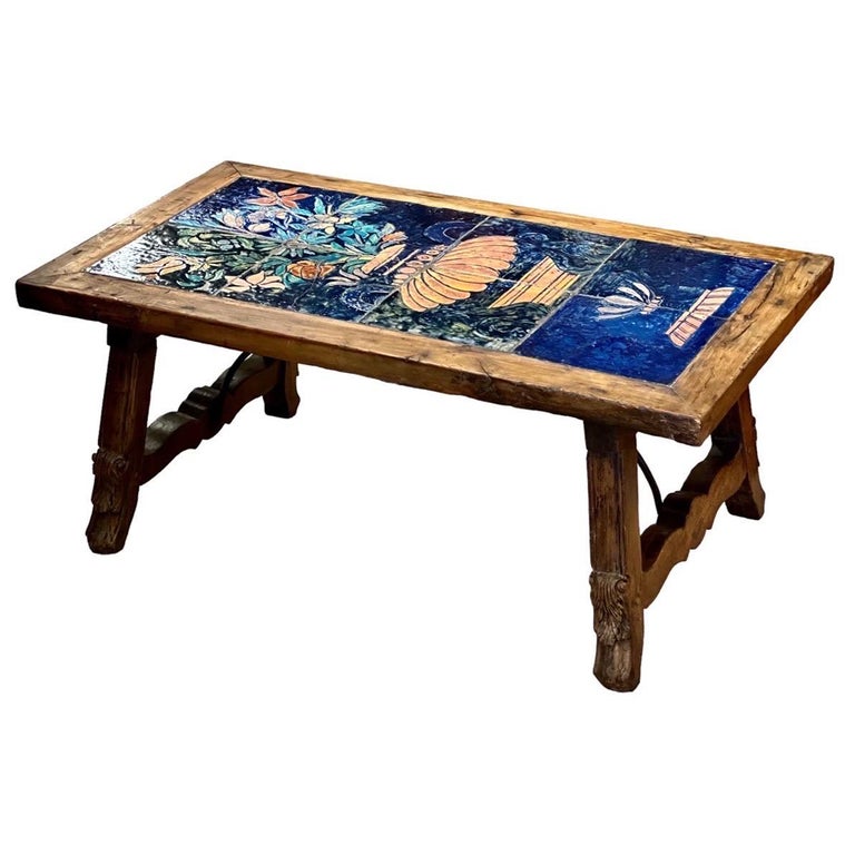 Antique Table Stand with Tile Top For Sale at 1stDibs