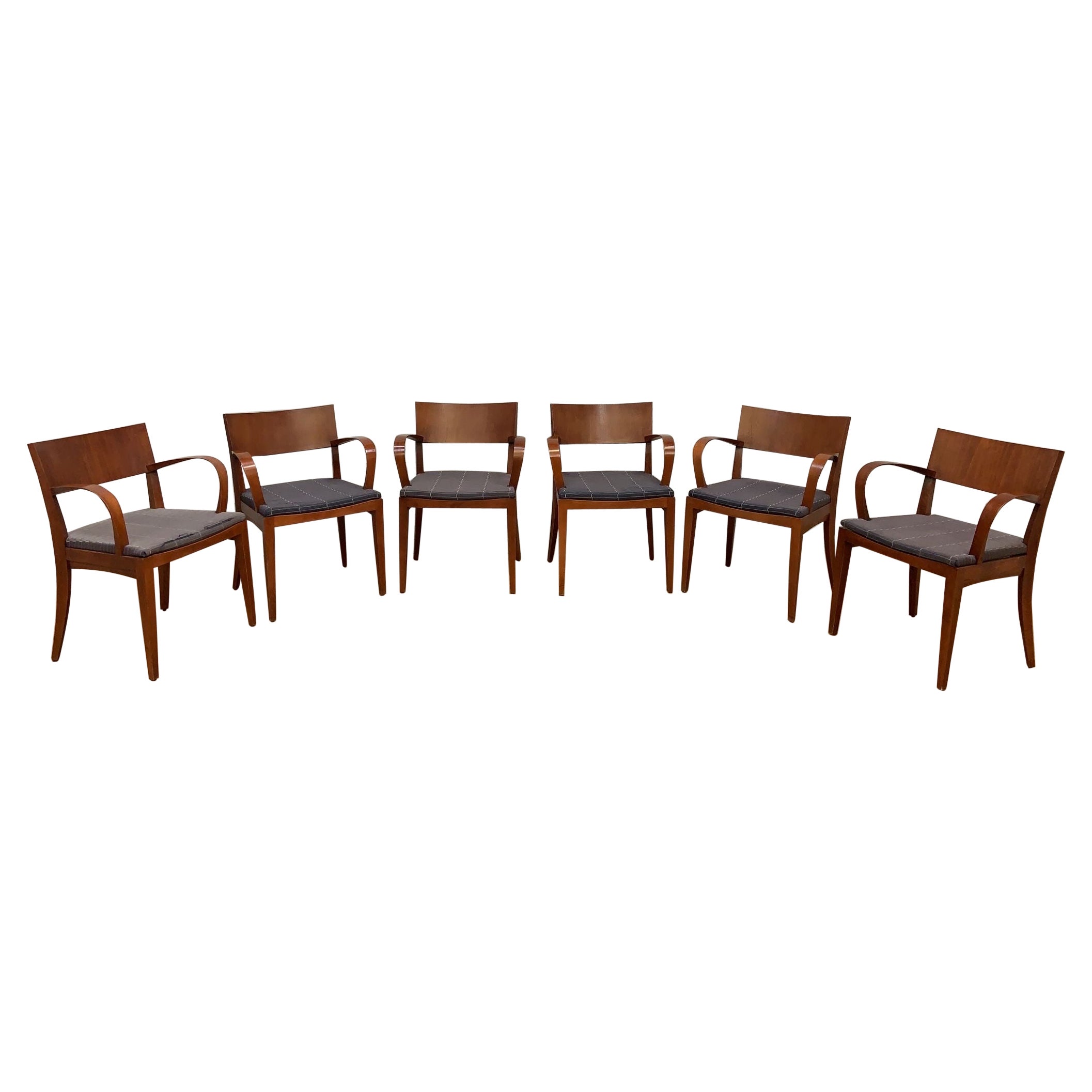 Contemporary Jonathan Crinion for Knoll Wood Side Dining Armchairs, Set of 6