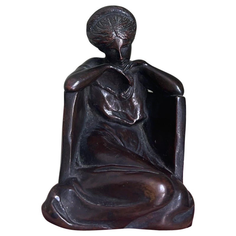 20th Century Art Deco Sitting Woman Bronze