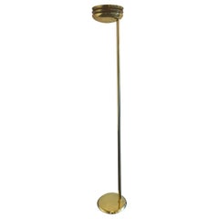 Vintage Post Modern Midcentury Gold Chrome Vented Tall Torch Floor Lamp