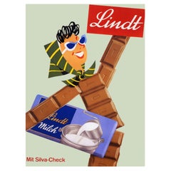 1958 Lindt Milk Chocolate Original Vintage Poster