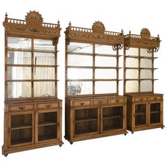 Turn of the Century French Wooden Cabinets, Set of Three