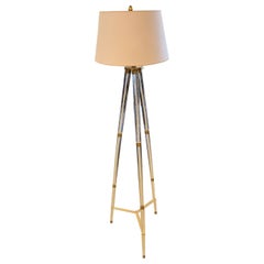 Vintage Tripod Lucite & Brass Floor Lamp
