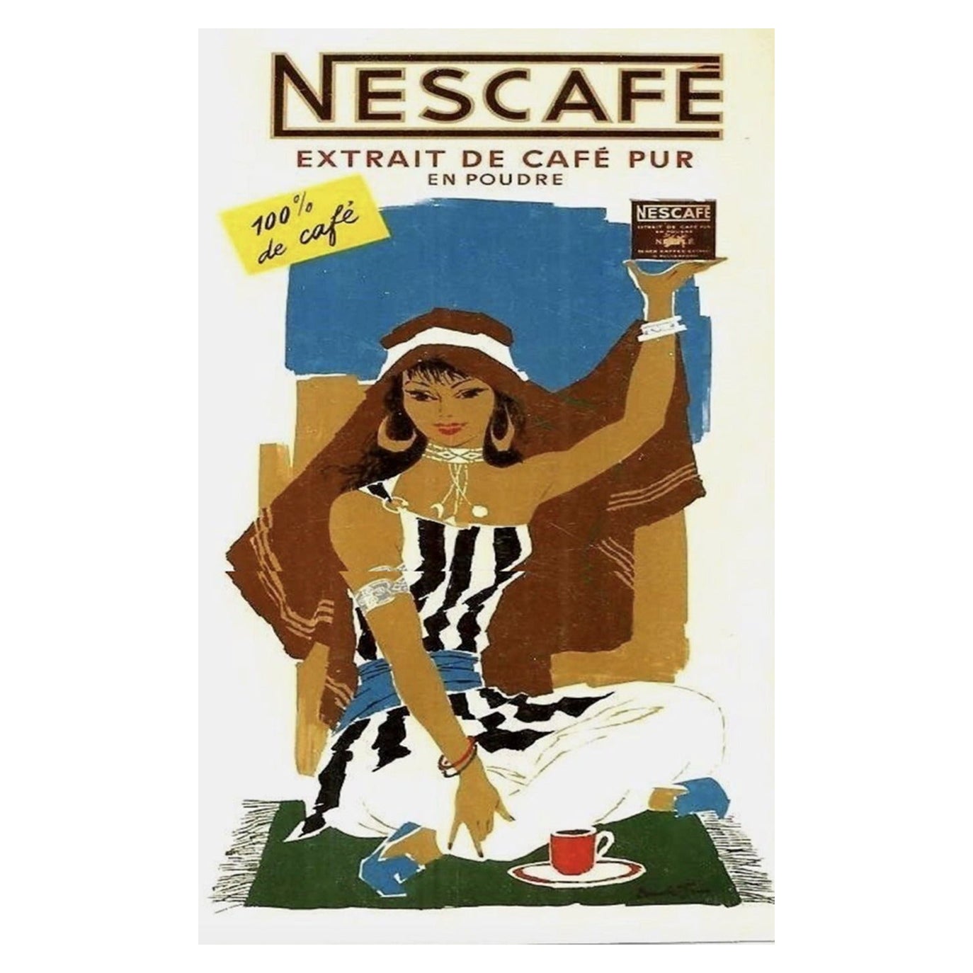 Nescafe - Pure Coffee Extract - Affiche originale vintage de 1960 en vente