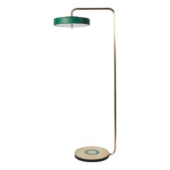 Revolve Floor Lamp, Brushed Brass, Green by Bert Frank