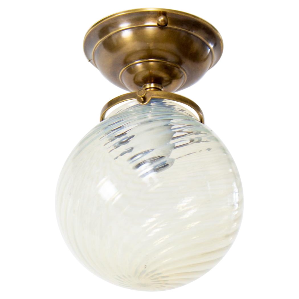 19th Century Opalescent Globe Flush Mount Light Fixture
