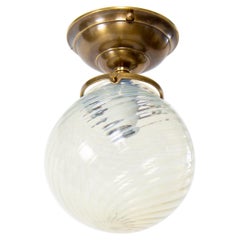 19th Century Opalescent Globe Flush Mount Light Fixture