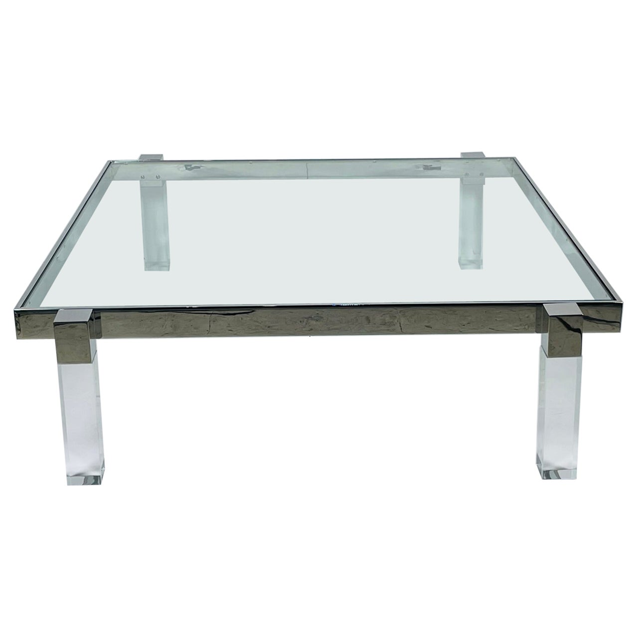 Lucite & Solid Stainless Steel Coffee Table by Amparo Calderon Tapia For Sale