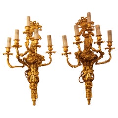 Pair of Bronze of Hunting Branch Wall Lights