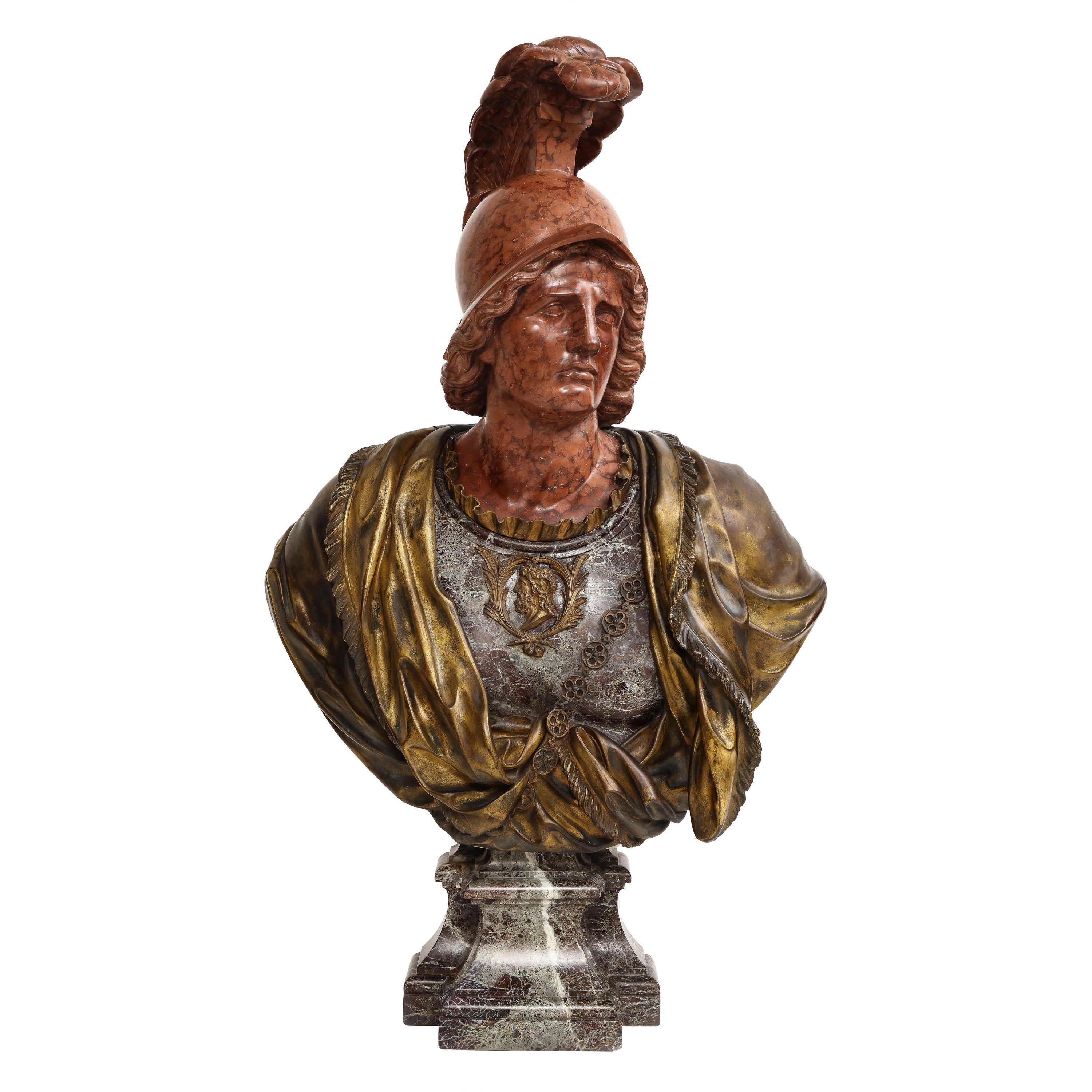 Monumental French Ormolu Mted Bust of Alexander The Great, F. Girardon, 1800s For Sale