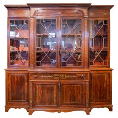 Fine 19th Century Regency Period Rosewood and Brass Inlaid Bookcase Secretary