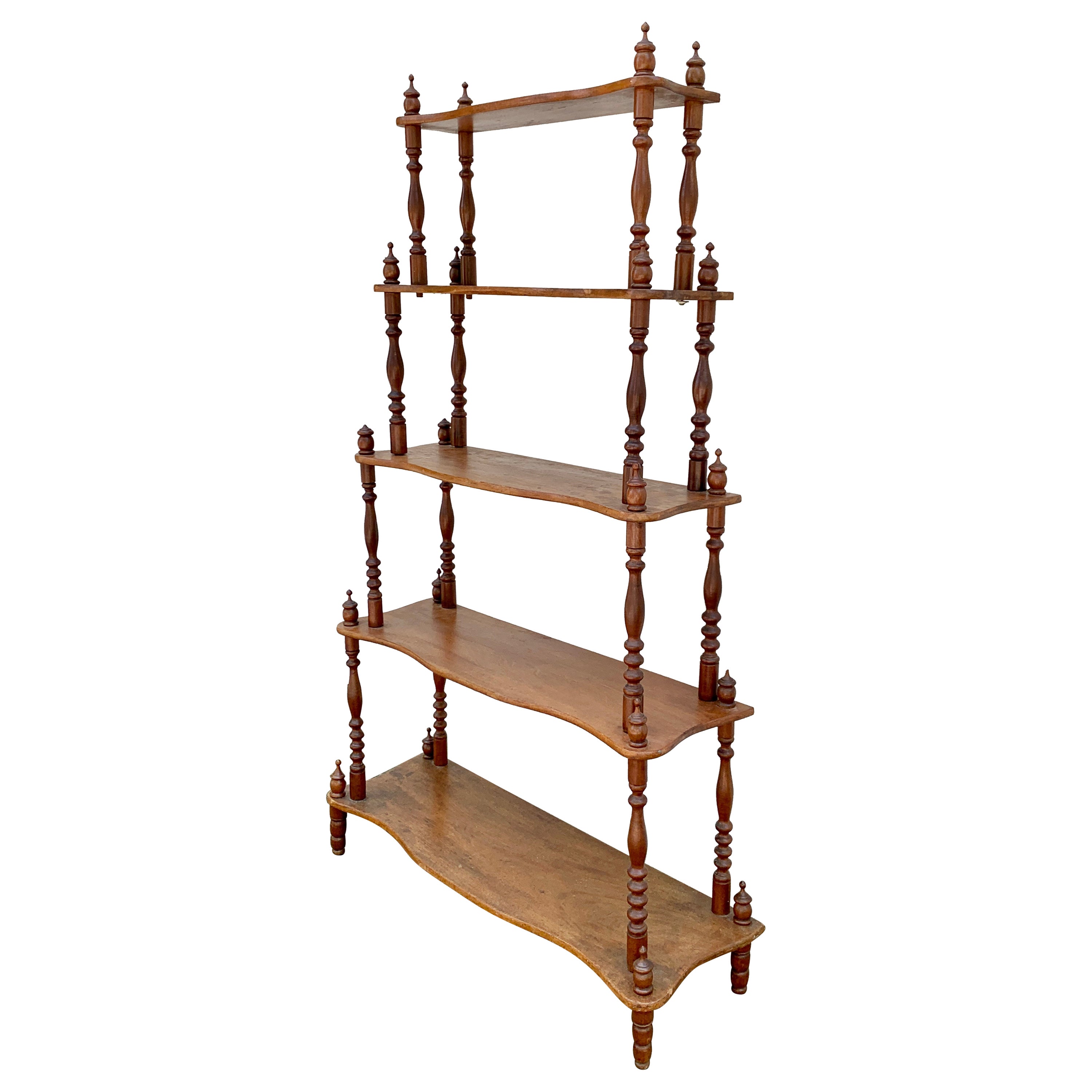Antique American Victorian Cherry Wood Etagere or Bookshelf For Sale